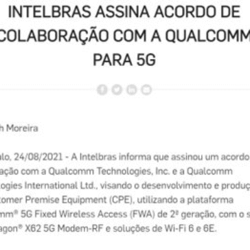 Intelbras assina acordo de colaboração com a Qualcomm para 5G