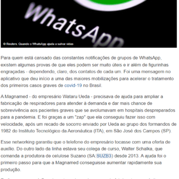 Covid-19: Quando o WhatsApp ajuda a salvar vidas