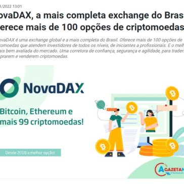NovaDAX, a mais completa exchange do Brasil, oferece mais de 100 opções de criptomoedas