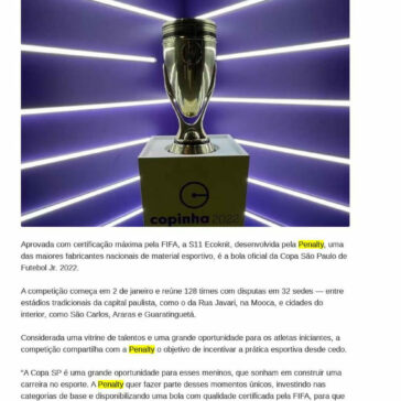 Mais sustentável do mundo, Penalty apresenta bola oficial da Copinha 2022 – Onefootball