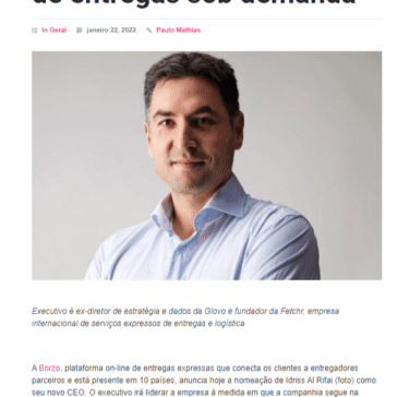 Borzo nomeia Idriss Al Rifai como seu novo CEO para fortalecer negócio global de entregas sob demanda