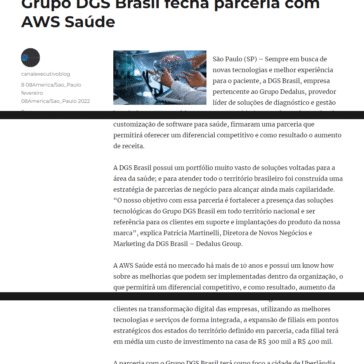 Grupo DGS Brasil fecha parceria com AWS Saúde