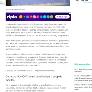 Investidor processa NovaDAX após ter prejuízo de R$ 70 mil com swap de criptomoeda – Livecoins