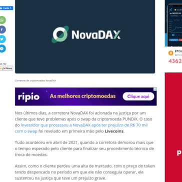 NovaDAX contesta falha e vai recorrer contra cliente que teve prejuízo de R$ 70 mil