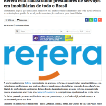 Refera está cadastrando prestadores de serviços em imobiliárias de todo o Brasil