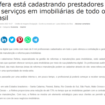 Refera está cadastrando prestadores de serviços em imobiliárias de todo o Brasil