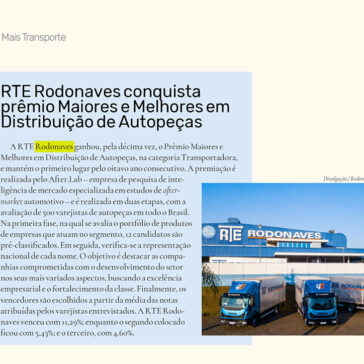 RTE Rodonaves conquista prêmio Maiores e Melhores em Distribuição de Autopeças – CNT Transporte Atual