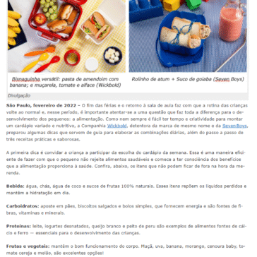Volta às aulas: dicas e receitas para uma lancheira equilibrada e saborosa – Sala da Notícia