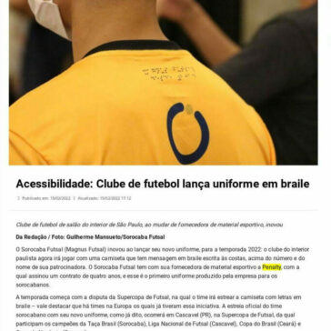 Acessibilidade: Clube de futebol lança uniforme em braile – Gazeta Regional