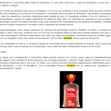 Wickbold apresenta pão integral feito com pasta de amendoim