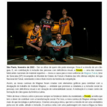 Esporte com propósito: Penalty lança camisa do Magnus Futsal para apoiar a causa das pessoas com deficiência visual – Corumbaíba Notícias