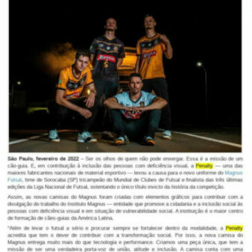 Esporte com propósito: Penalty lança camisa do Magnus Futsal para apoiar a causa das pessoas com deficiência visual – Diário Popular Águas Claras