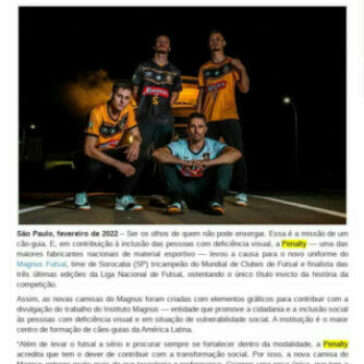 Esporte com propósito: Penalty lança camisa do Magnus Futsal para apoiar a causa das pessoas com deficiência visual – Marcos Imprensa