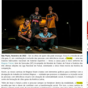 Esporte com propósito: Penalty lança camisa do Magnus Futsal para apoiar a causa das pessoas com deficiência visual – Xis da Questão