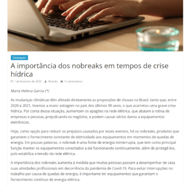 A importância dos nobreaks em tempos de crise hídrica