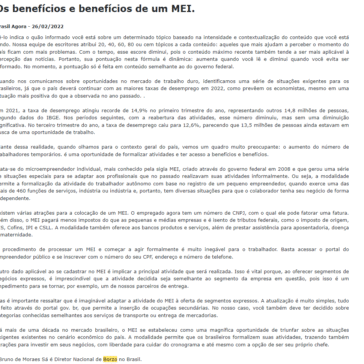 Os benefícios e benefícios de um MEI