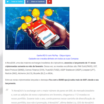 NovaDAX lista 11 novas criptomoedas e uma delas já subiu mais de 600%