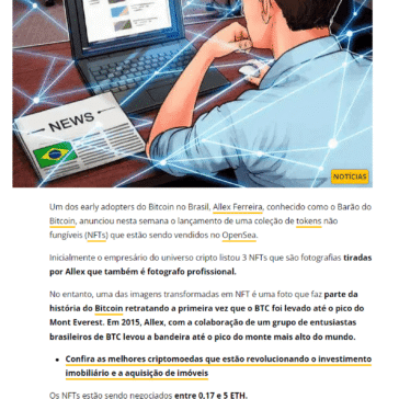 Noticias cripto: Barão do Bitcoin lança NFTs, nova empresa de BTC no Brasil e mudanças na ABCB