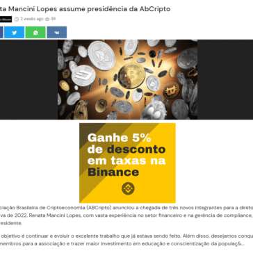 Renata Mancini Lopes assume presidência da AbCripto