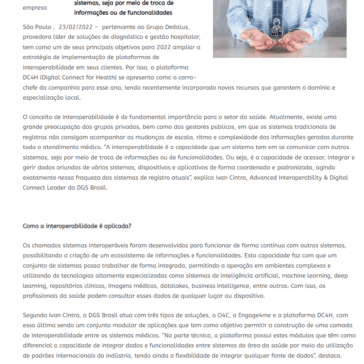 DGS Brasil aposta na integração de sistemas com plataforma de interoperabilidade