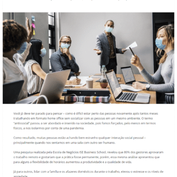 REAPRENDENDO A SOCIALIZAR NO TRABALHO EM TEMPOS DE HOME OFFICE