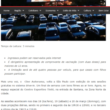 Cine Autorama apresenta bons filmes e sessões gratuítas no Centro Esportivo Tietê