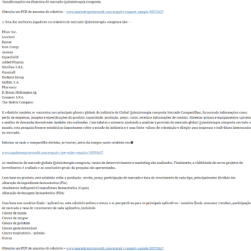 Quimioterapia composta Relatório de pesquisa de mercado de 2022 Tamanho, participação na indústria, visão qualitativa aprofundada