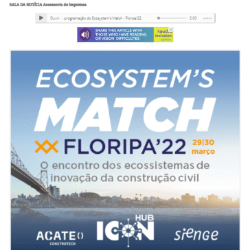 Sienge faz parte da programação do Ecosystem’s Match – Floripa’22