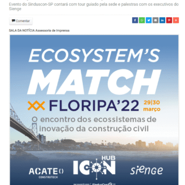 Sienge faz parte da programação do Ecosystem’s Match – Floripa’22