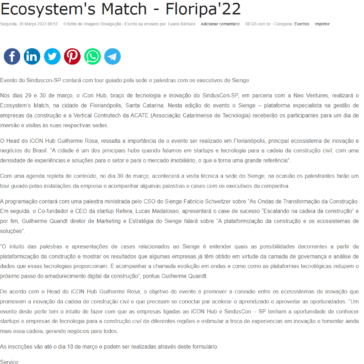 Sienge faz parte da programação do Ecosystem’s Match – Floripa’22