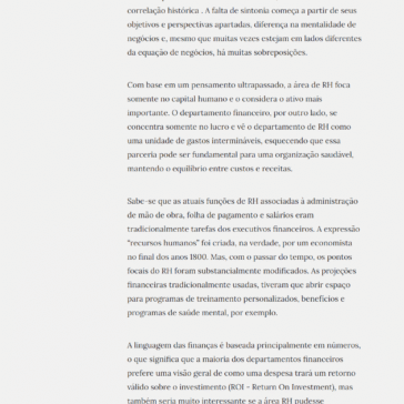 Recursos Humanos e Finanças: antagonismo e completude