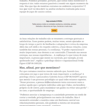 Quais as mentiras mais contadas no ambiente de trabalho