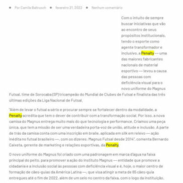 Penalty lança camisa com inscrição em braile – Academia Brasileira de Marketing
