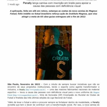 Penalty lança camisa com inscrição em braile para apoiar a causa das pessoas com deficiência visual – Atuais News