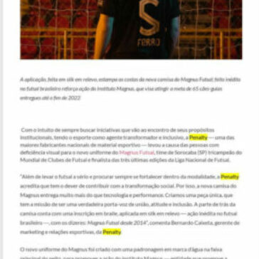 Penalty lança camisa com inscrição em braile para apoiar a causa das pessoas com deficiência visual – Portal ABC Paulista