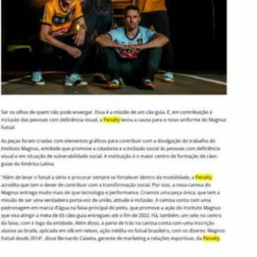 Penalty lança camisa do Magnus Futsal em prol das pessoas com deficiência visual – Marketing Esportivo