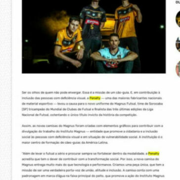 Penalty lança camisa do Magnus Futsal para apoiar a causa das pessoas com deficiência visual – Chumbo Grosso DF
