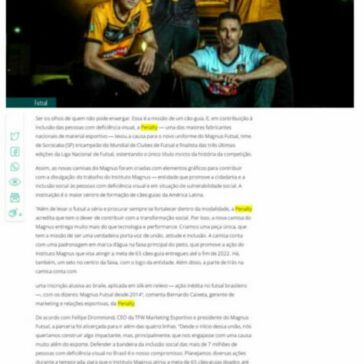 Penalty lança camisa do Magnus Futsal para apoiar a causa das pessoas com deficiência visual – Gazeta Esportiva