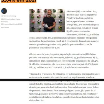 Receita líquida da Cambuci S.A. avança 53,4% em 2021 – Canal Executivo Blog