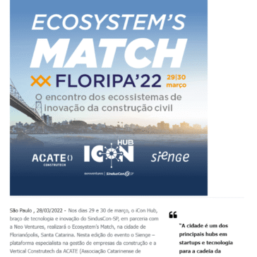 Sienge faz parte da programação do Ecosystem’s Match – Floripa’22
