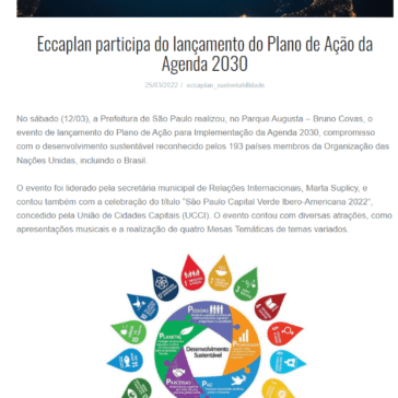 Eccaplan participa do lançamento do Plano de Ação da Agenda 2030