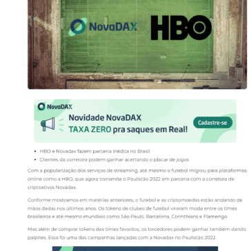 HBO Max e Novadax fazem parceria inédita envolvendo futebol