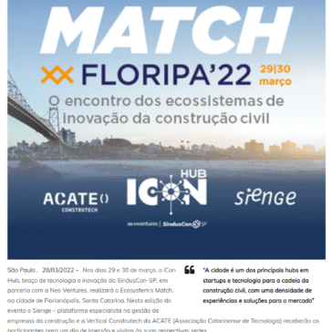 Sienge faz parte da programação do Ecosystem’s Match – Floripa’22