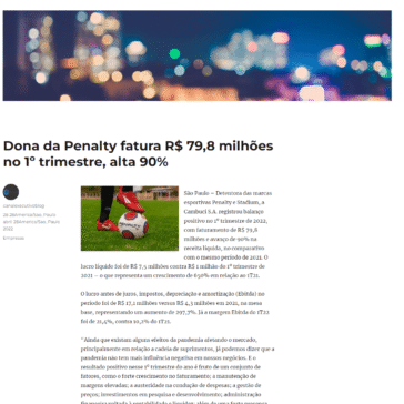 Dona da Penalty fatura R$ 79,8 milhões no 1º trimestre, alta 90% – Canal Executivo Blog