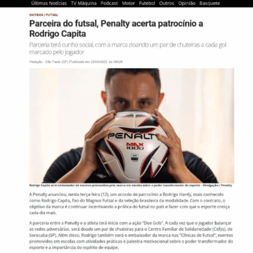 Parceira do futsal, Penalty acerta patrocínio a Rodrigo Capita – Máquina do Esporte