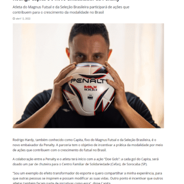 Rodrigo Capita é o novo embaixador da Penalty – Marketing Esportivo