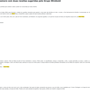 Dia da Família: comemore com duas receitas sugeridas pelo Grupo Wickbold