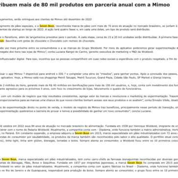 Wickbold e Seven Boys distribuem mais de 80 mil produtos em parceria anual com a Mimoo