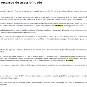 Inclusão: Wickbold lança site com recursos de acessibilidade