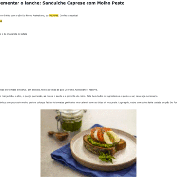 Receita fácil para incrementar o lanche: Sanduíche Caprese com Molho Pesto